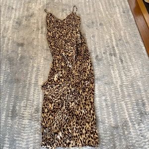 Long flowy leopard print dress